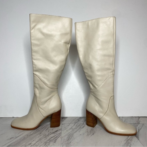 Dolce Vita Flin Ivory Leather Heeled Tall Boot 6 - Picture 9 of 16